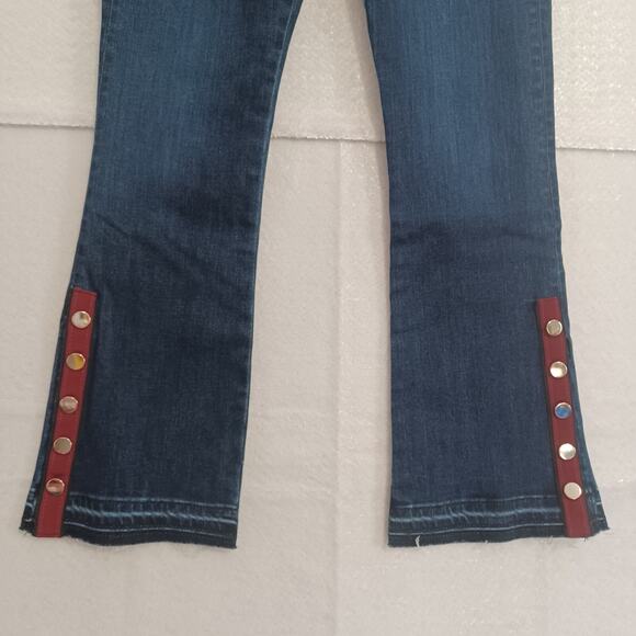 Veronica Beard Carolyn 10" Baby Boot Size 25 Dark Sea Fray Crop Blue Jeans NEW - Picture 6 of 11